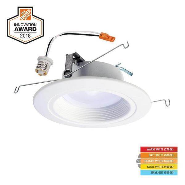 RL 5 Inch and 6 Inch White Integrated LED Recessed Ceiling Light Trim at Selectable CCT (2700K-5000K), (665 Lumens) Damaged Box-recessed fixtures-Tool Mart Inc.