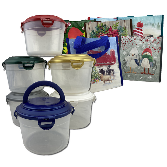 LocknLock Set of 6 Circular Containers & Christmas Bags