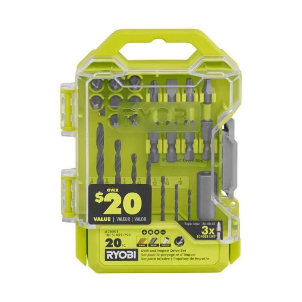 Ryobi Drill and Impact Drive Kit (20-Piece)