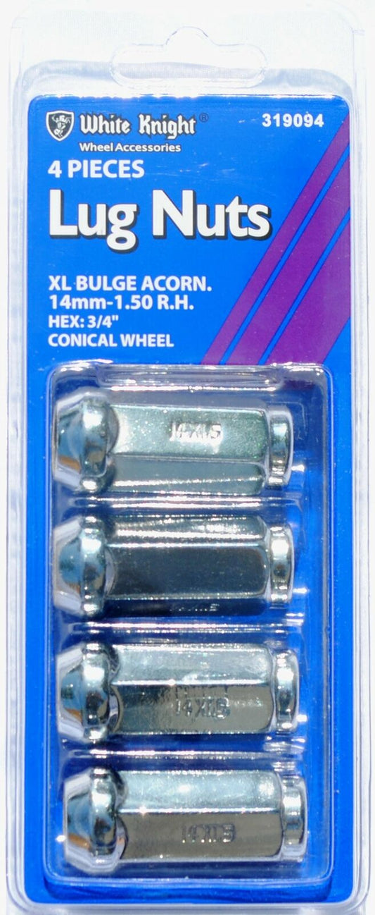 Lugs Nuts XL Bulge Acorn By White Knight- Damaged Box