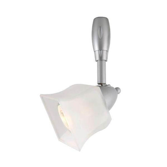 Silver Flex Track Lighting Fixture with Frosted Glass Shade Damaged-Lighting-Tool Mart Inc.