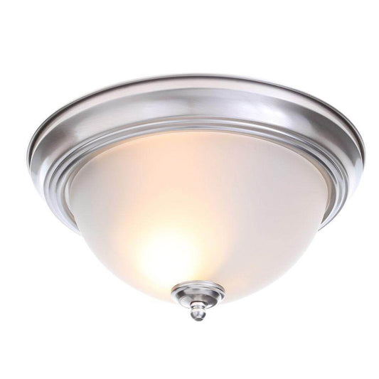 Two-light brushed nickel flush mount with frosted glass shade damaged box-Lighting-Tool Mart Inc.