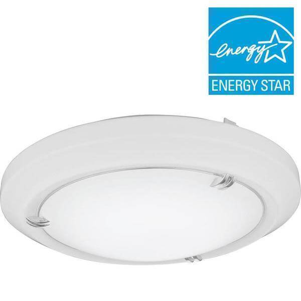 Vela 14 in. White LED Round Flush Mount with Nickel Ring and Double Prong Finial Accents Damaged Box-Lighting-Tool Mart Inc.