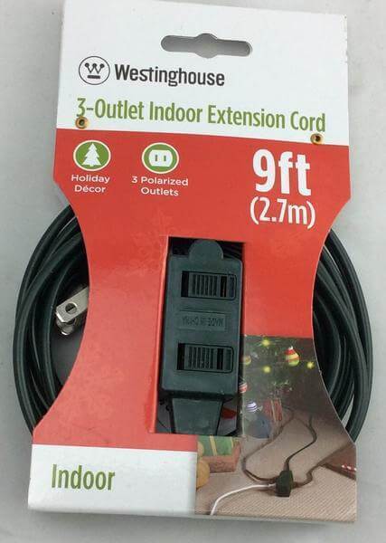 Westinghouse Green 3-Outlet Indoor Extension Power Cord 9ft-cables & cords-Tool Mart Inc.