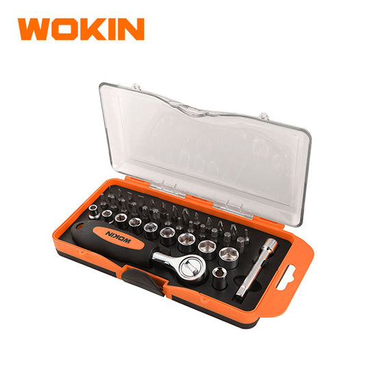 Wokin 38 Piece Bit And Socket Set With Ratchet Handle